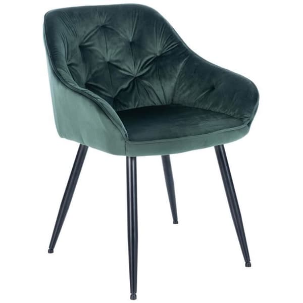 Matstol Cassis Velour med Armstöd och Metallben, Grön-Velour