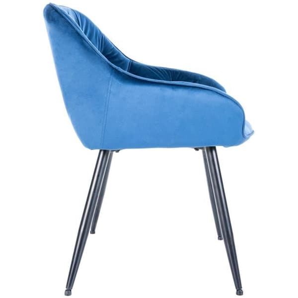 Cassis Velvet Matstol med armstöd och metallben - Blå - CLP - Samtida - Design