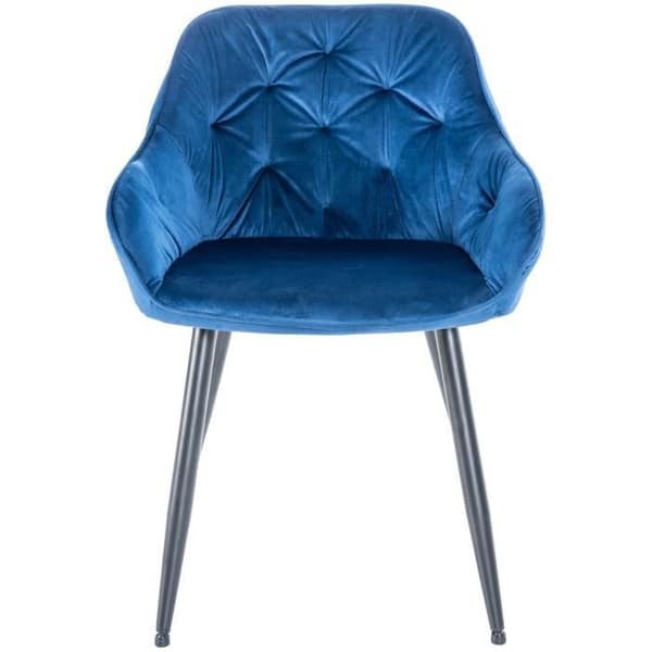Cassis Velvet Matstol med armstöd och metallben - Blå - CLP - Samtida - Design