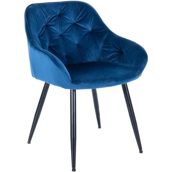 Cassis Velvet Matstol med armstöd och metallben - Blå - CLP - Samtida - Design