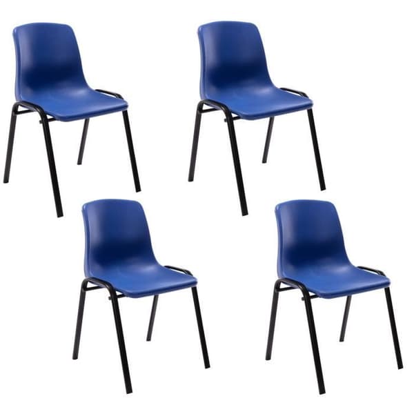 Set om 4 stapelbare stolar Nowra - CLP - Blå - Inomhus - Vuxen - Plast - Metall - Modern - Design
