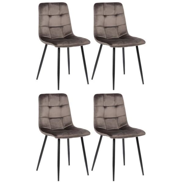 Set om 4 matstolar Tilde - CLP - Grå-Velour - Bekväm och designad