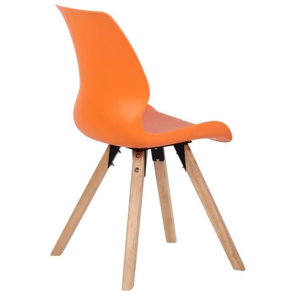 Matsalsstolar - Luna - Set om 2 - Skandinaviskt Design - Träben - Orange Plast.