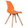 Miniatyrbild 3 av 4: Matsalsstolar - Luna - Set om 2 - Skandinaviskt Design - Träben - Orange Plast.