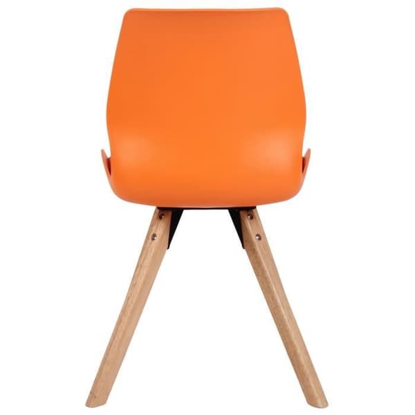 Matsalsstolar - Luna - Set om 2 - Skandinaviskt Design - Träben - Orange Plast.