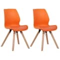 Miniatyrbild 1 av 4: Matsalsstolar - Luna - Set om 2 - Skandinaviskt Design - Träben - Orange Plast.