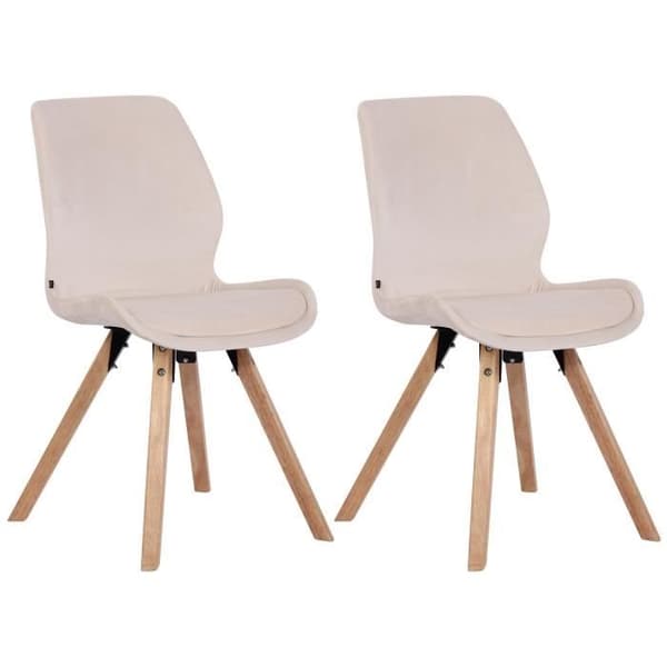 Set med 2 Luna Matstolar med träben, Cream-velour
