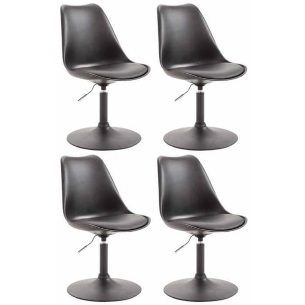 Set med 4 Maverick matsalsstolar Plast Vridbar sits metallpelare, svart - svart