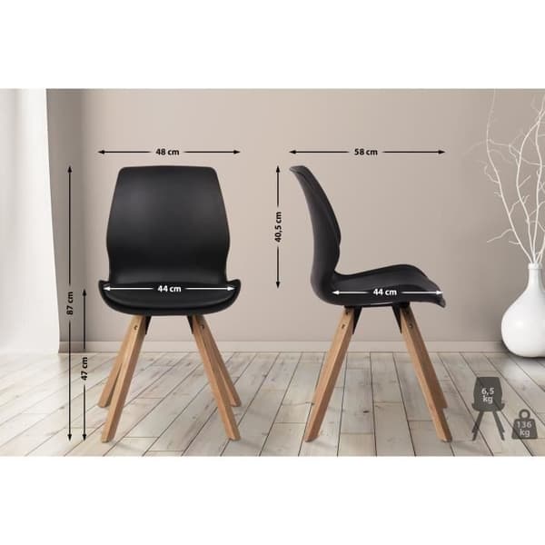 Matsalsstolar - Luna - Set om 2 - Skandinavisk design - Träpinnar - Svart
