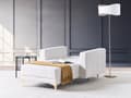 Miniatyrbillede 4 af 11: Chaiselong Hvid Boucle Daybed med Ryglæn Gæsteseng Multifunktionel Chaise med Splitback Sofa Moderne til Stuen med Sovefunktion