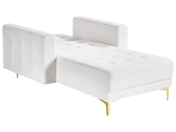 Chaiselong Hvid Boucle Daybed med Ryglæn Gæsteseng Multifunktionel Chaise med Splitback Sofa Moderne til Stuen med Sovefunktion