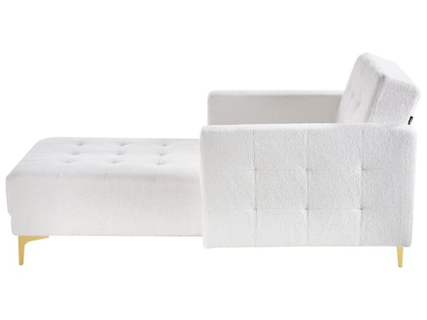 Chaiselong Hvid Boucle Daybed med Ryglæn Gæsteseng Multifunktionel Chaise med Splitback Sofa Moderne til Stuen med Sovefunktion
