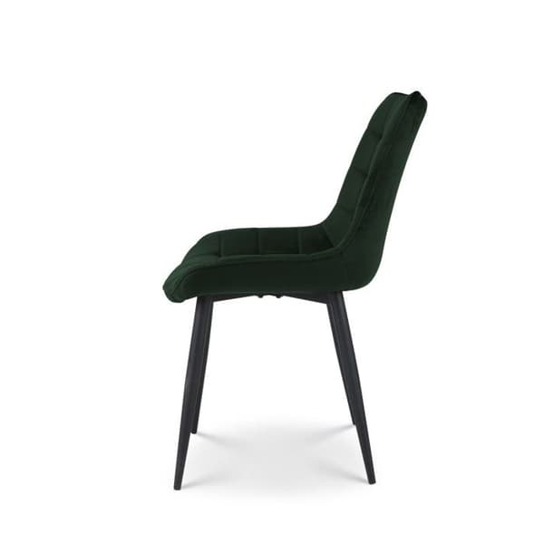 Modern Stol i Mörkgrön Sammet med Metallben