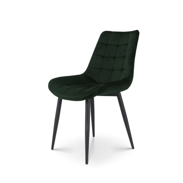 Modern Stol i Mörkgrön Sammet med Metallben