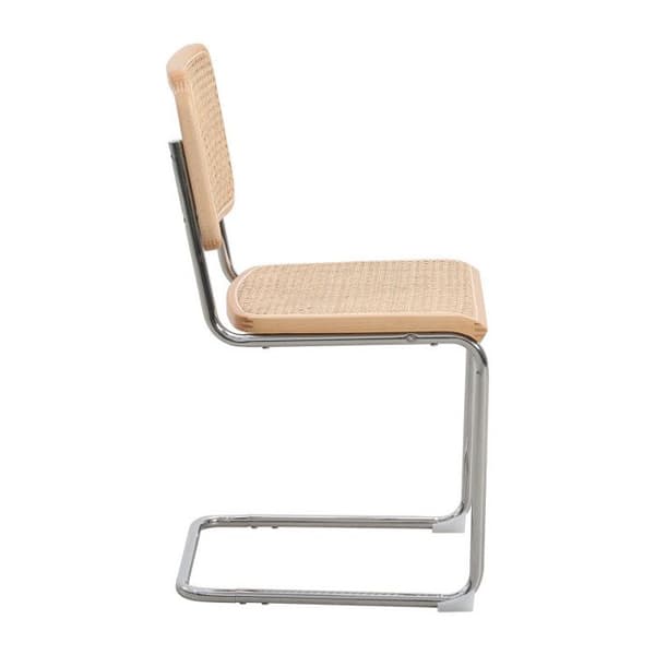 Retro stol med metalben och naturligt rotting