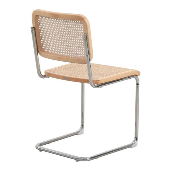 Retro stol med metalben och naturligt rotting
