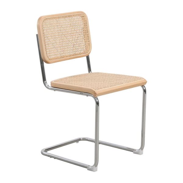 Retro stol med metalben och naturligt rotting