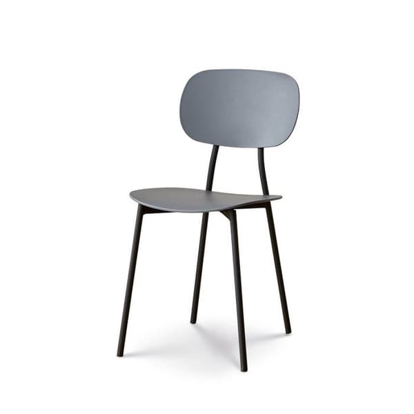 Stol i modern stil grå och ben i svart metall - modell LEA