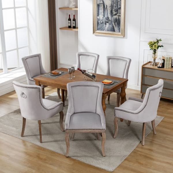 Luxe matstol (kökstol, vilstol, 4-pack), sammetsklädsel, grå