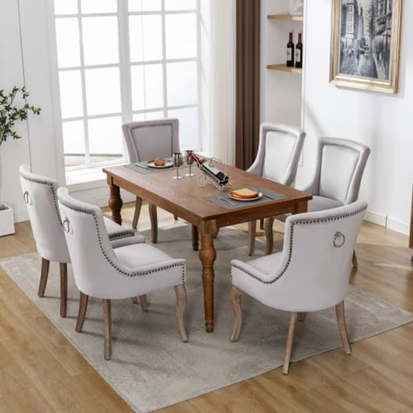Luxe matstol (kökstol, vilstol, 4-pack), sammetsklädsel, grå
