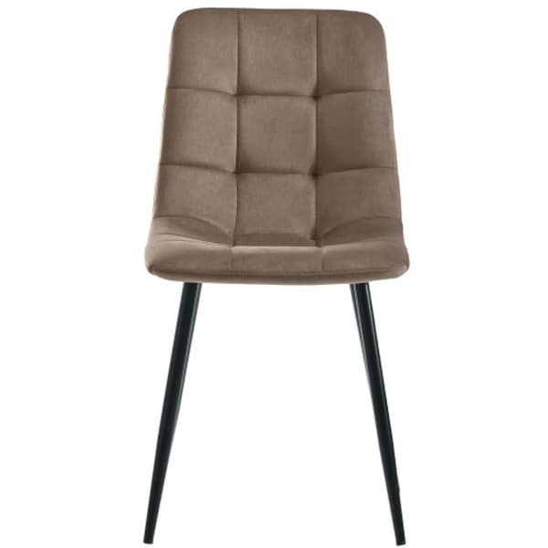 Matstolar (4 st), brun, Set med 4 designstolar med vadderad rygg och sits i sammet, metallstruktur