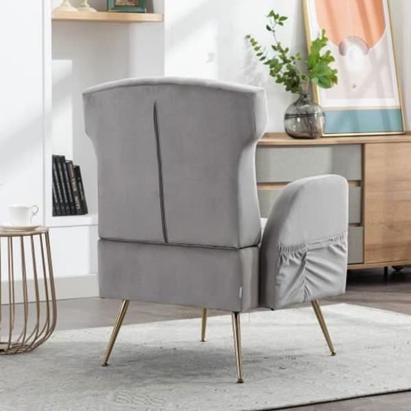 Extra stol - Ej specificerat - Grå - Sammetstyg - Guld ben - Ergonomisk