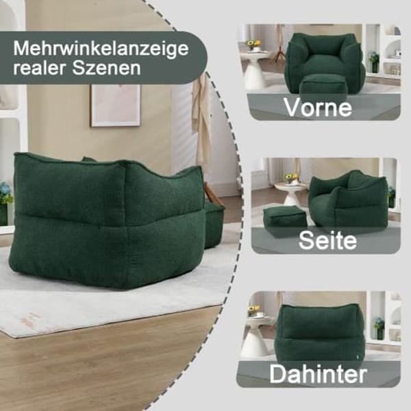 Mjuk Lazy Boy-stol, bekväm, Memory Foam-stol med armstöd, lämplig för vardagsrum och sovrum, grön