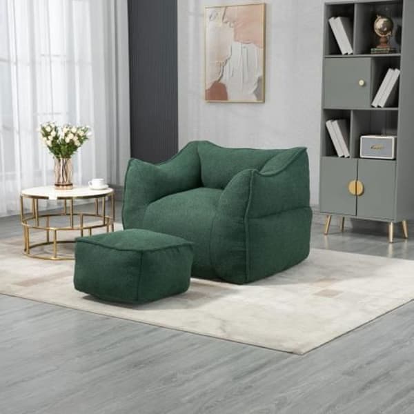 Mjuk Lazy Boy-stol, bekväm, Memory Foam-stol med armstöd, lämplig för vardagsrum och sovrum, grön