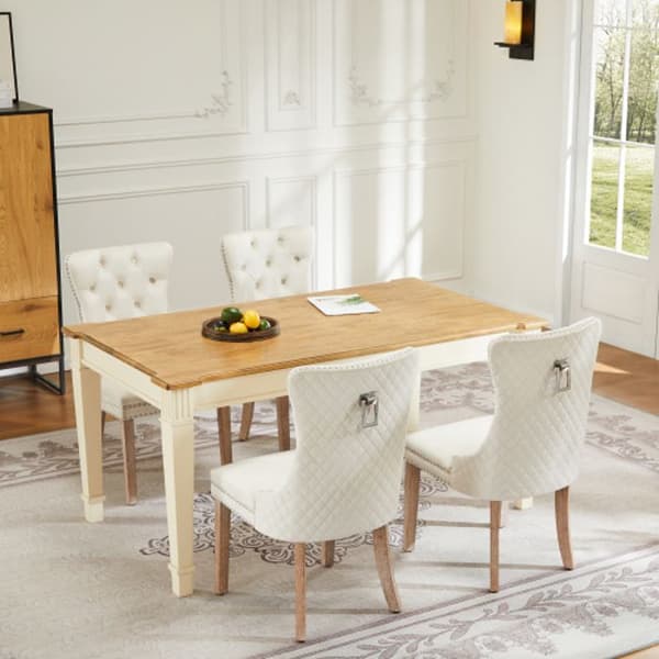 Matstol 4 ben Fåtölj relax Enskild fåtölj (4 st) med sömmar, massiv träram, med sömmar, beige