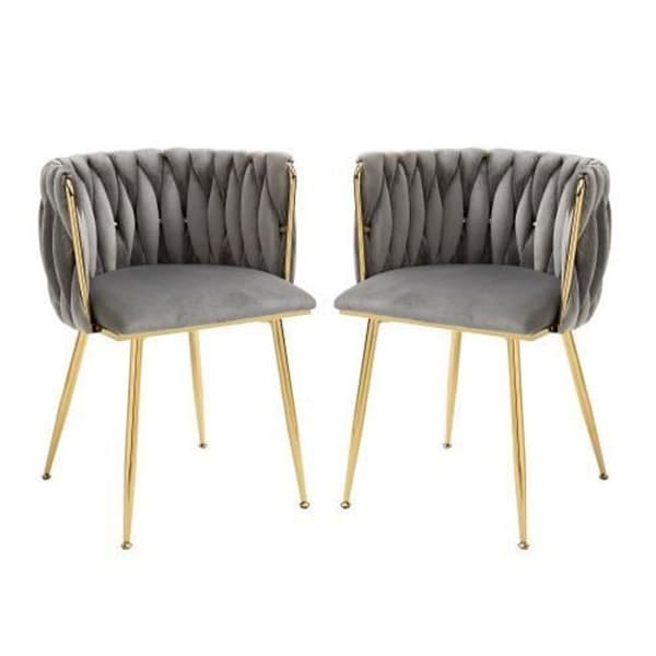 Matstolar Sidostol Sammets Sidostol med järnmetallben 2PC-SET, Grå