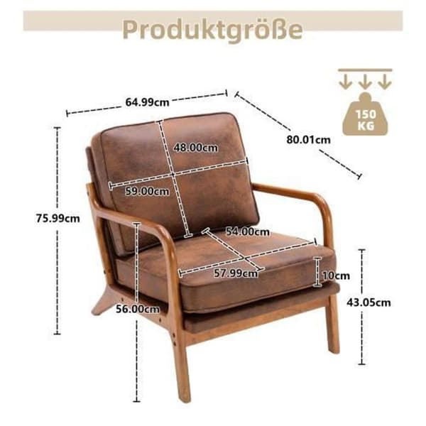 Träfåtölj, modern accentstol, fåtölj för vardagsrum, café