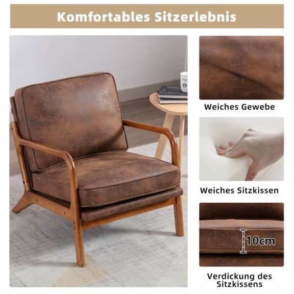 Träfåtölj, modern accentstol, fåtölj för vardagsrum, café
