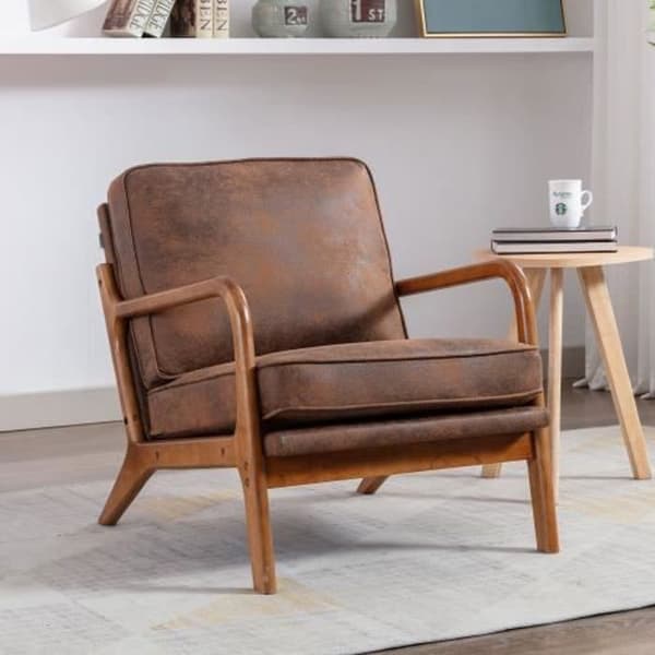 Träfåtölj, modern accentstol, fåtölj för vardagsrum, café