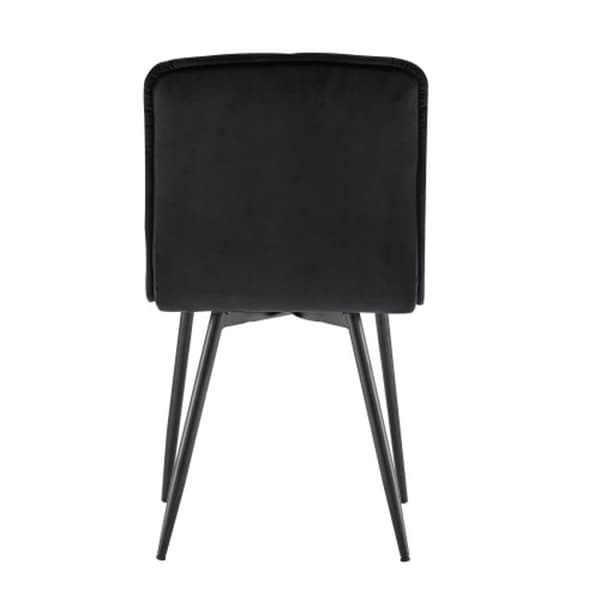 Matstol med ryggstöd (set om 4), Köksstol med sammetsöverdrag, Svart