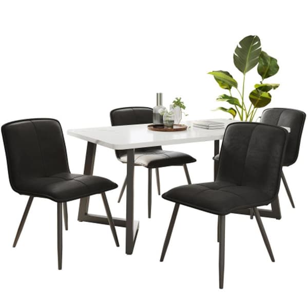 Matstol med ryggstöd (set om 4), Köksstol med sammetsöverdrag, Svart