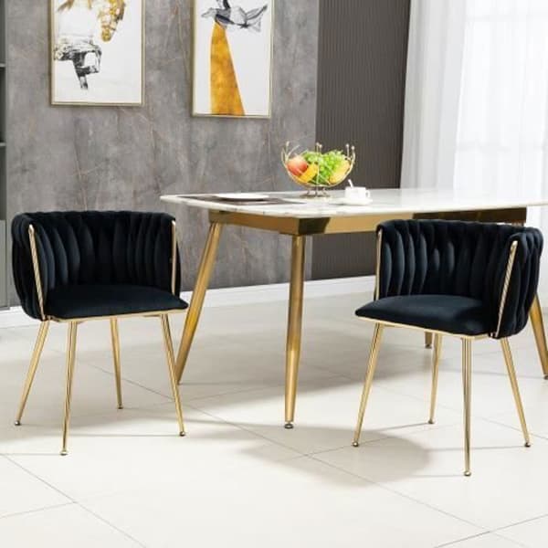 Sittpuff - Ingen namn - Svart Sammet - Paket om 2 - Metallstruktur - Modern Design