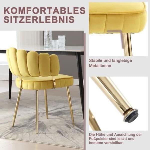 Set med 2 stolar - Lyx - Sammet - Gul - Armstöd - Metall