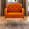 Miniatyrbild 3 av 4: Sidostol, enkel fritidssoffa med Rose Golden ben, 79*65*82cm, Orange
