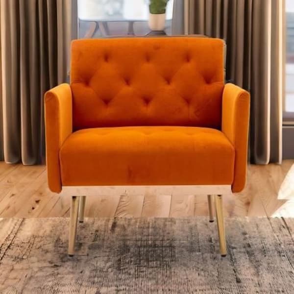 Sidostol, enkel fritidssoffa med Rose Golden ben, 79*65*82cm, Orange
