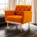 Miniatyrbild 2 av 4: Sidostol, enkel fritidssoffa med Rose Golden ben, 79*65*82cm, Orange