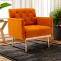 Miniatyrbild 1 av 4: Sidostol, enkel fritidssoffa med Rose Golden ben, 79*65*82cm, Orange