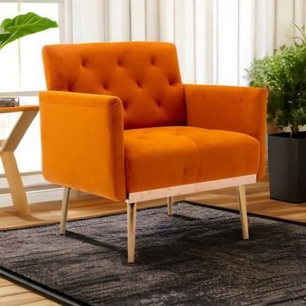 Sidostol, enkel fritidssoffa med Rose Golden ben, 79*65*82cm, Orange