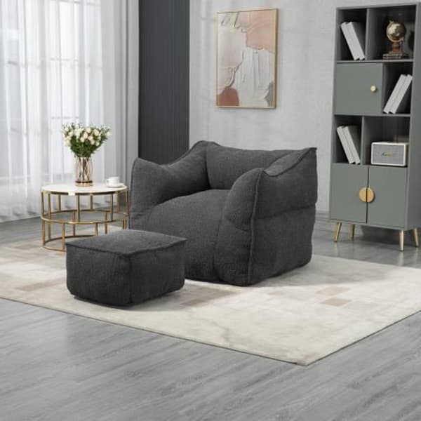 Mjuk Lazy Boy-stol, bekväm, Memory Foam-stol med armstöd, lämplig för vardagsrum och sovrum, svart