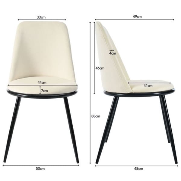 Matsalstolar (2), rund rygg, metallstruktur, svarta metallben, beige