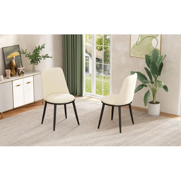 Matsalstolar (2), rund rygg, metallstruktur, svarta metallben, beige