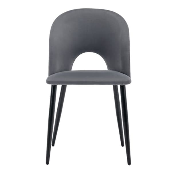 Matsalsstolar (6 stycken), Design matsalstol med ryggstöd, sits i sammet, justerbara ben, grå