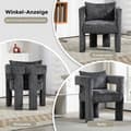 Miniatyrbild 6 av 6: Chenille Single Lounge Chair, Matstol med ihåliga armstöd, Vardagsrum, Matsal, Sovrum, Grå