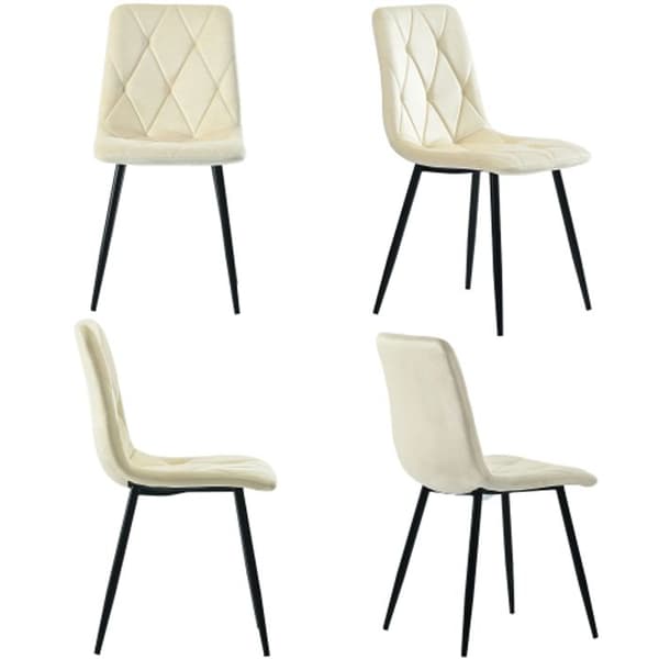 Matsalsstolar (4 st), Beige, Set med 4 designstolar med stoppning, Matsalsstolar i sammet