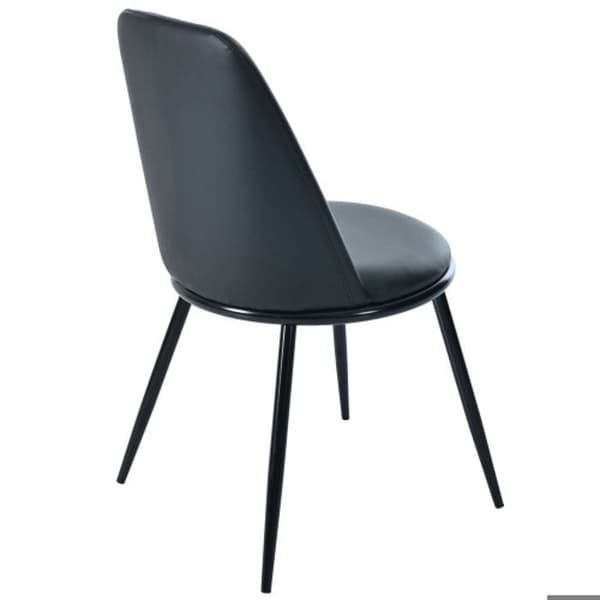 Matstolar (2 stycken), rund rygg, sits i PU-läder, metallstruktur, köksstol, svart