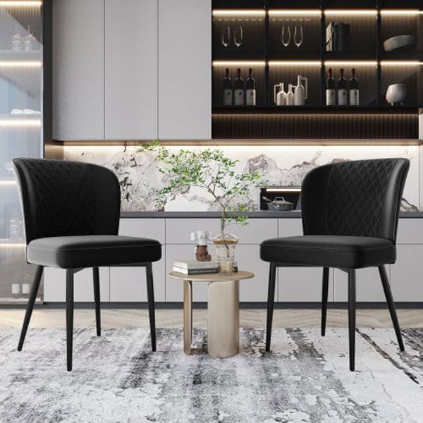 Mattsalstol (2 delar), svart, Designstol med stoppad rygg, sits i sammet, struktur i metall